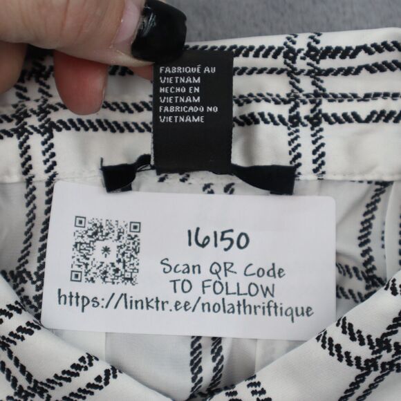 Forever 21 Shirt Womens S White Black Plaid Button Up Sleeveless Collared Top - Picture 15 of 15